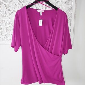 NWT Addition Elle Magneta Pink Wrap Cross-Over Top Size 2X